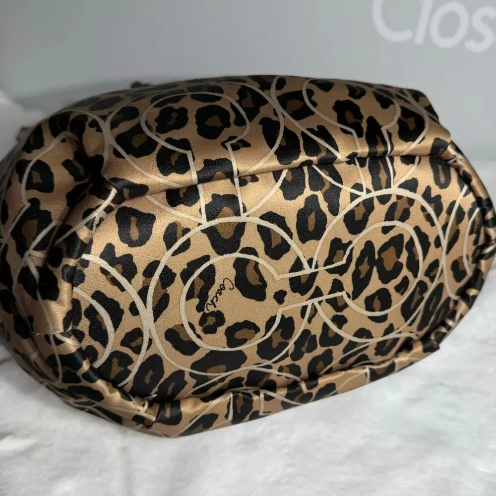 Coach Madison Ocelot OP Art Marielle Patent Leather Trim Bucket Drawstring Bag